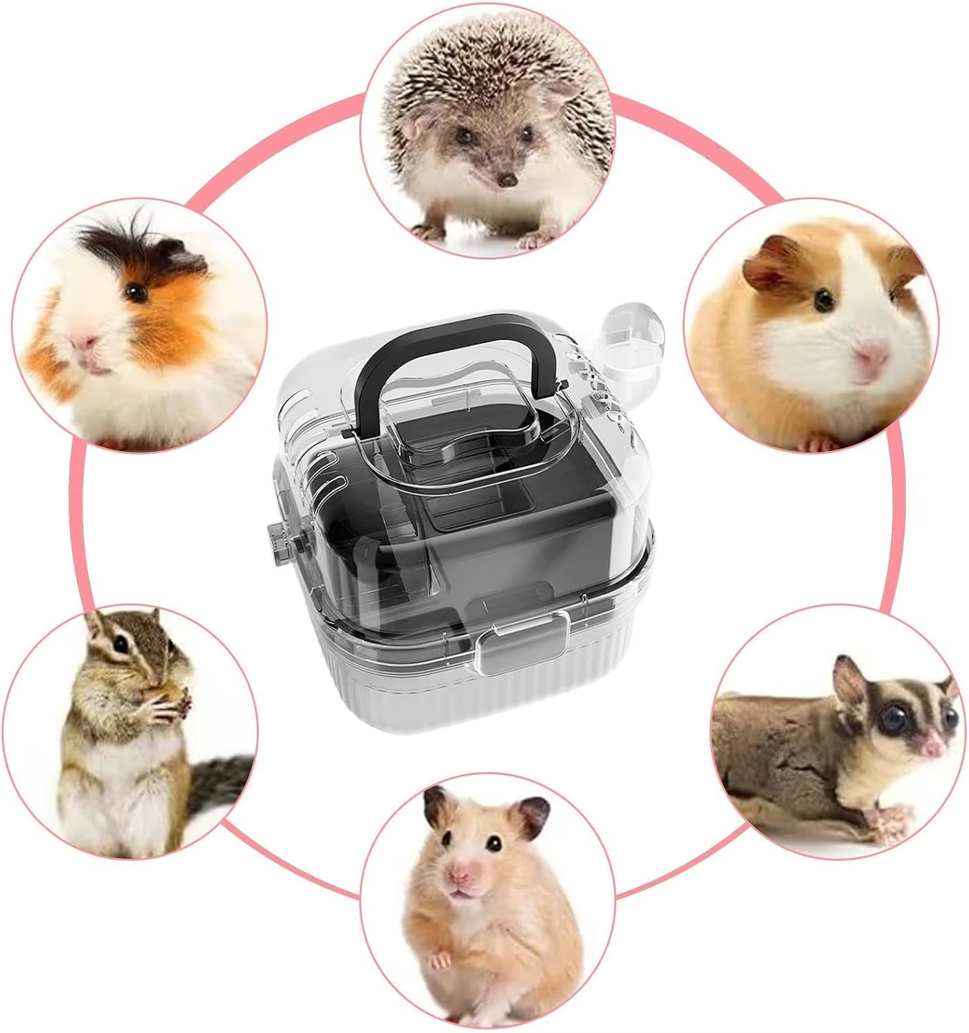 Hamster Travel Cage Lightweight Chinchilla Carrier Bag with Handle,Breathable Hamster Habitat with Water Bottle,Large Capacity