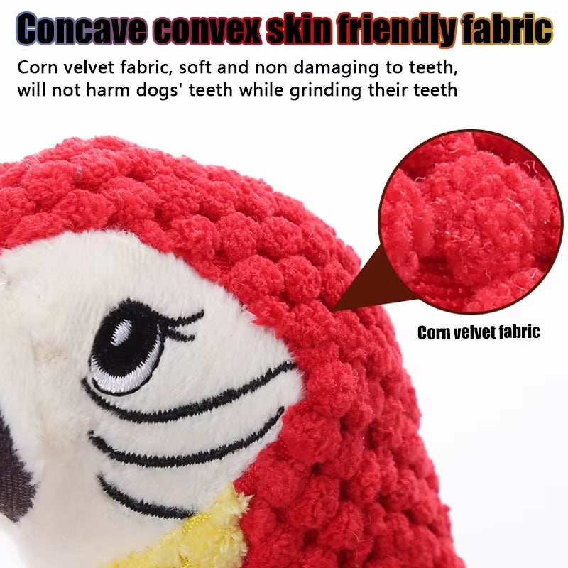 1PC Indestructible Plush Parrot Dog Toy, Squeaky Stuffing Toy, Pet Supplies for Small and Big Dogs