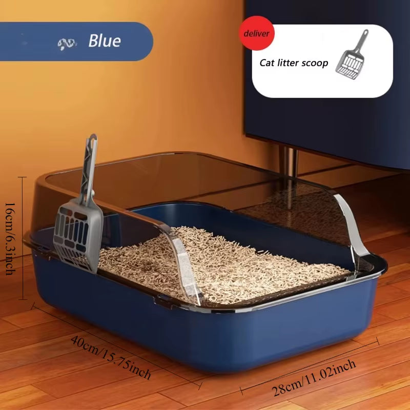 Cat Litter Box Semi-Closed Removable Splashproof Cats Toilet Non-Stick Large Capacity Pet Supplies Kitten Tray Cat Toilet Bowl