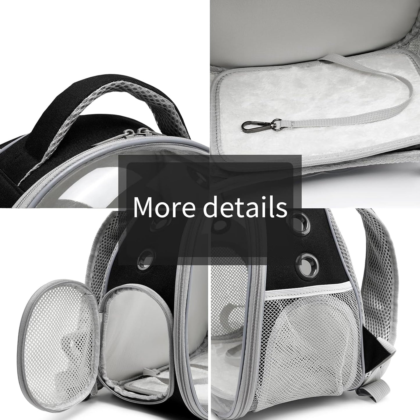 Portable Travel Pet Backpack Carrier Hamster Bag Guinea Pig Bird Small Dog Cat Turtle Carrier Rabbit Cage Squirrel Bearded Dragon Breathable Hangbag (Black)