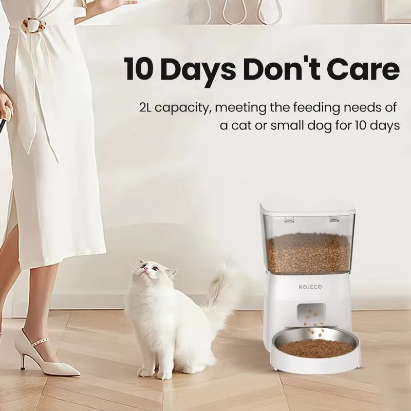 2L Automatic Cat Feeder WIFI Smart Pet Food Dispenser for Dry Food Dogs Kibble Dispenser with Remote Control Accessories