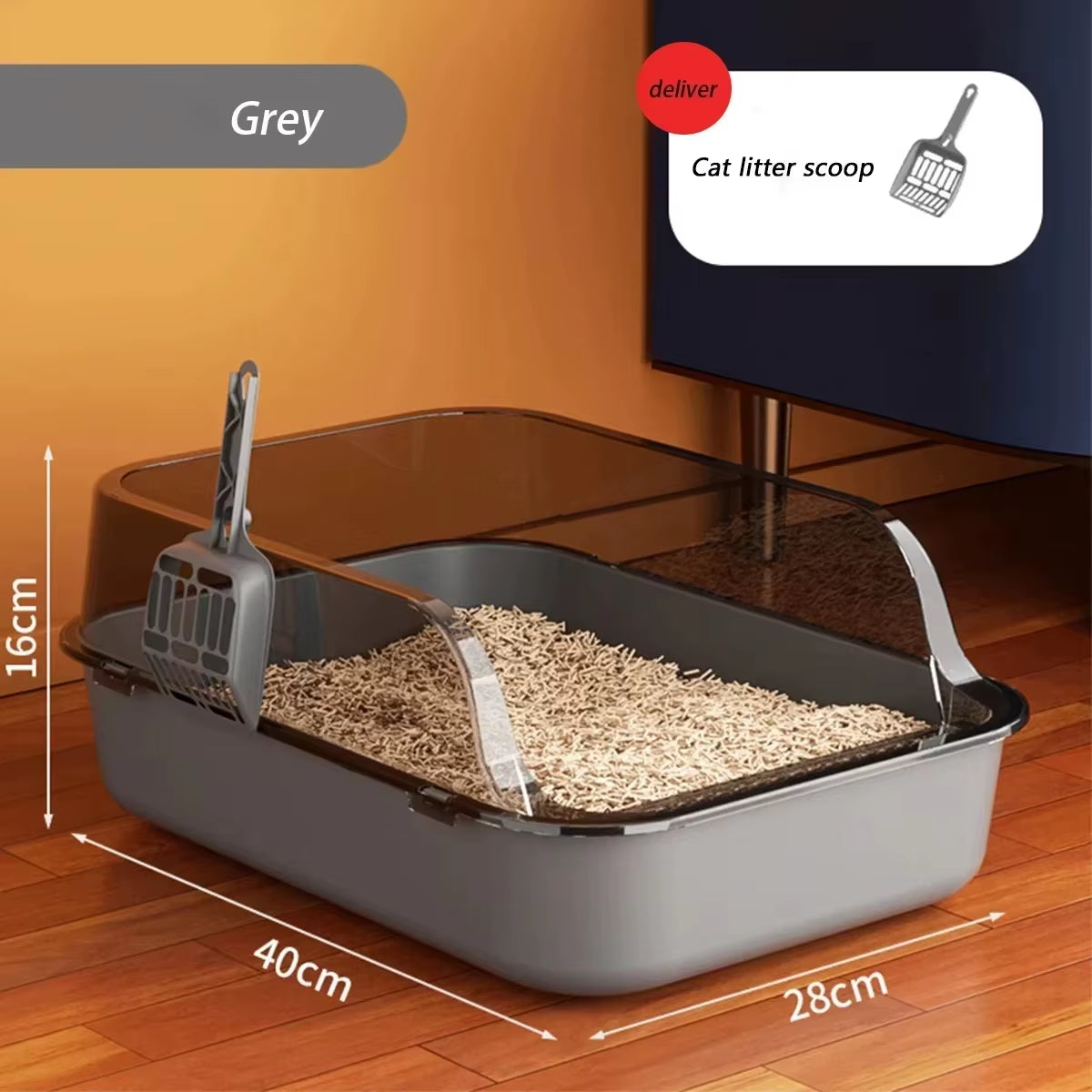 Cat Litter Box Semi-Closed Removable Splashproof Cats Toilet Non-Stick Large Capacity Pet Supplies Kitten Tray Cat Toilet Bowl