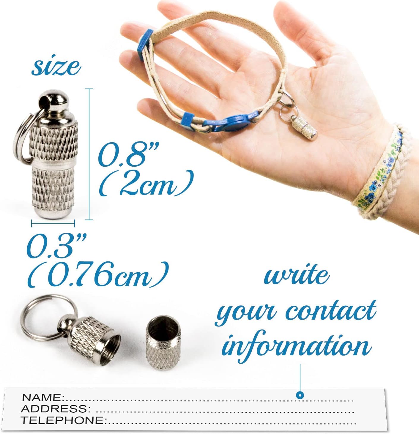 Breakaway Cat Collar & Matching Bracelet, Adjustable Collar 19-29 Cm, Safety Buckle, Soft Cotton, ID Tag Included, Blue