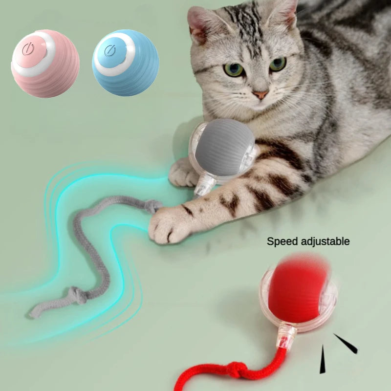 New Electric Cat Ball Toys Automatic Rolling Ball with Teaser Bird Cat Toys Pet Interactive Smart Sensor Rechargeable Cat Toys