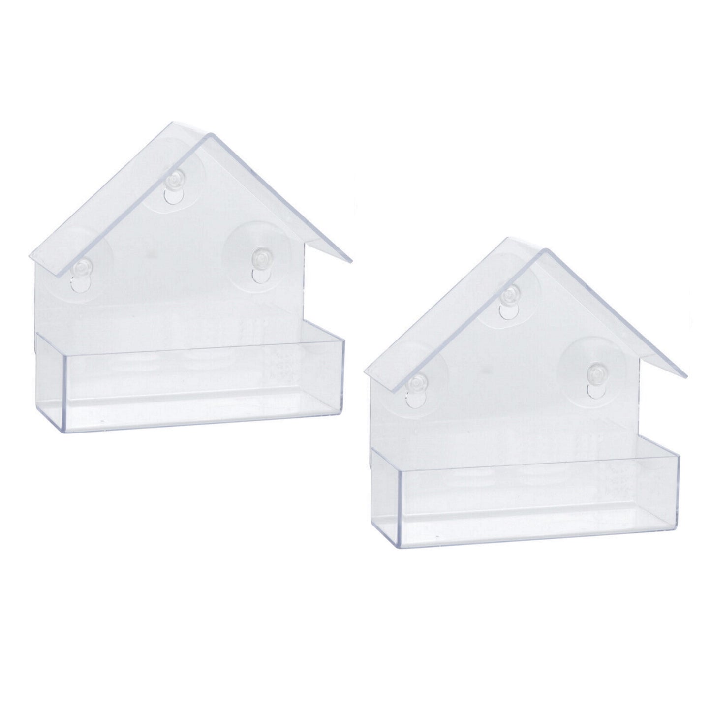 Window Bird Feeder Wild Hanging Feeding Table Clear Perspex with Suction Cup 2PC