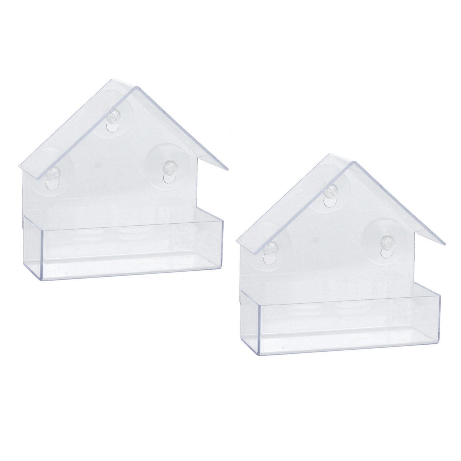 Window Bird Feeder Wild Hanging Feeding Table Clear Perspex with Suction Cup 2PC