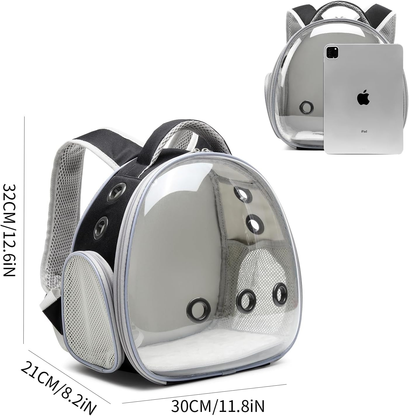 Portable Travel Pet Backpack Carrier Hamster Bag Guinea Pig Bird Small Dog Cat Turtle Carrier Rabbit Cage Squirrel Bearded Dragon Breathable Hangbag (Black)