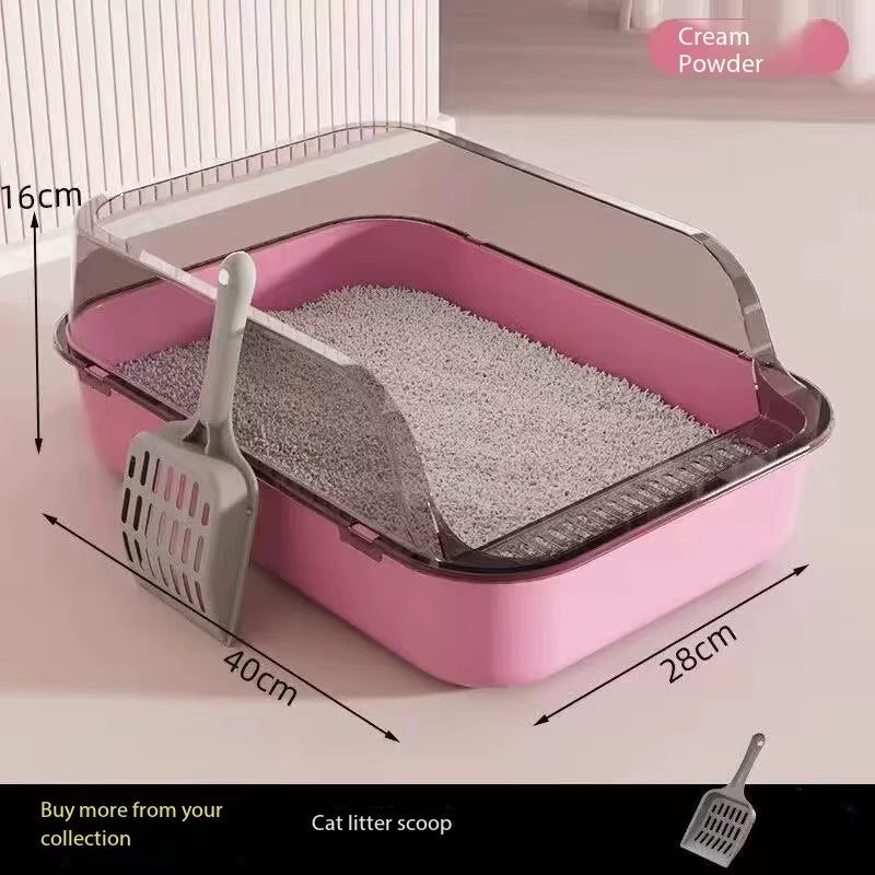 Cat Litter Box Semi-Closed Removable Splashproof Cats Toilet Non-Stick Large Capacity Pet Supplies Kitten Tray Cat Toilet Bowl