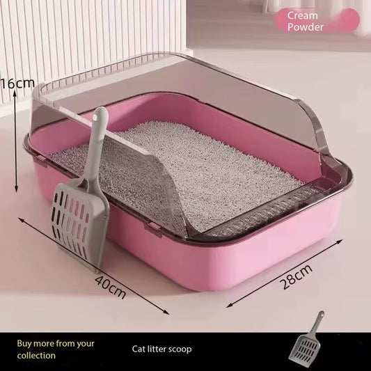 Cat Litter Box Semi-Closed Removable Splashproof Cats Toilet Non-Stick Large Capacity Pet Supplies Kitten Tray Cat Toilet Bowl