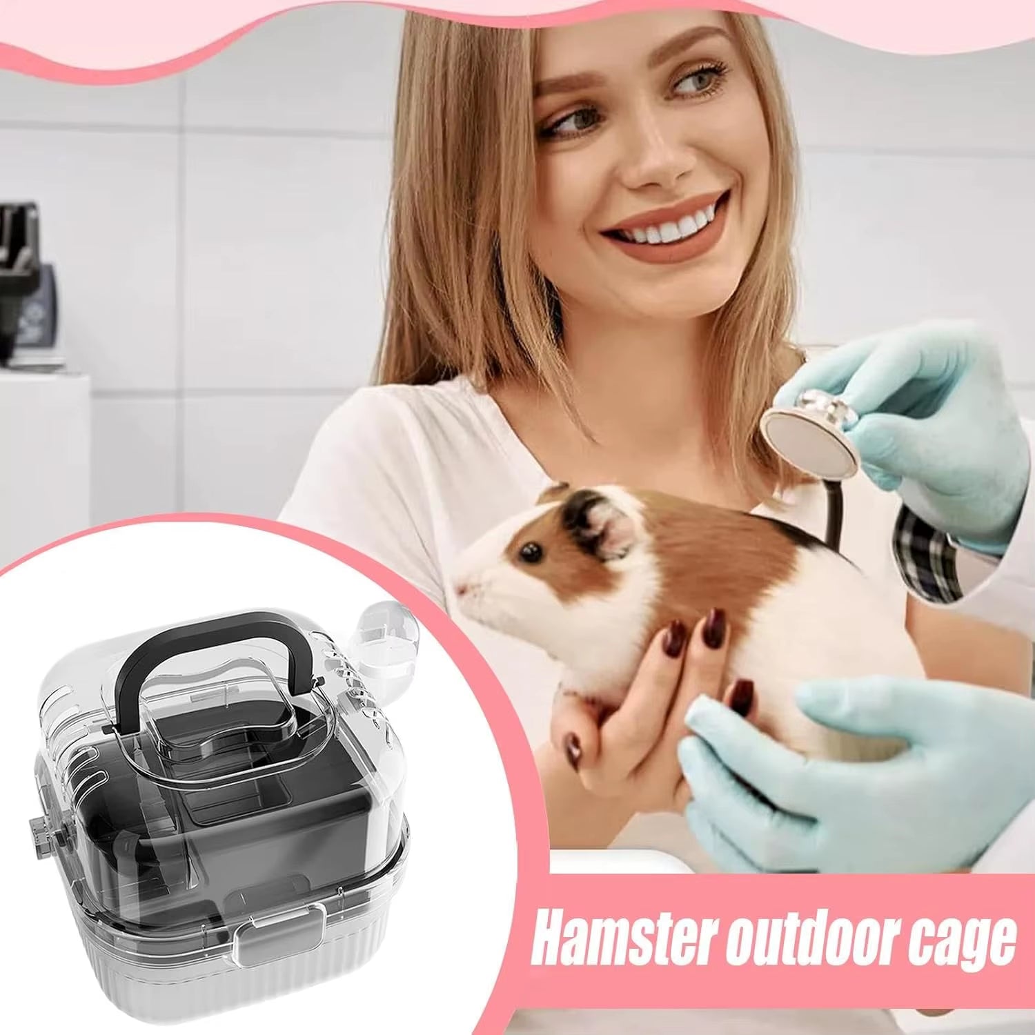Hamster Travel Cage Lightweight Chinchilla Carrier Bag with Handle,Breathable Hamster Habitat with Water Bottle,Large Capacity