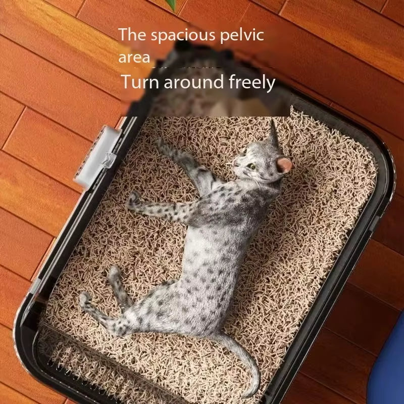 Cat Litter Box Semi-Closed Removable Splashproof Cats Toilet Non-Stick Large Capacity Pet Supplies Kitten Tray Cat Toilet Bowl