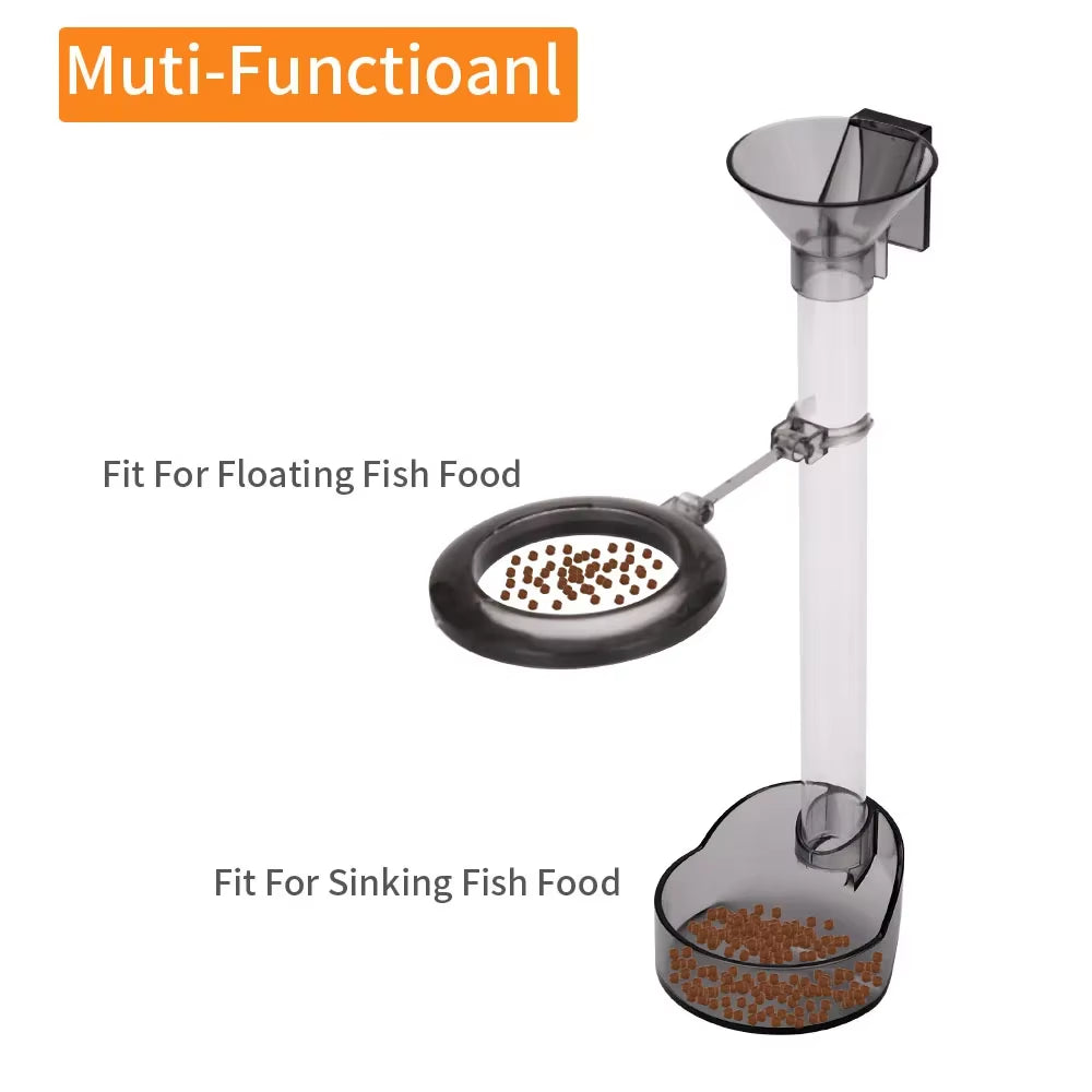 Acrylic Aquarium Feeder Tube Bowl Feed Small Fish Shrimp Food Feeding Fish Tank Feeder Circle Feeding Tube 21-38Cm Telescopic