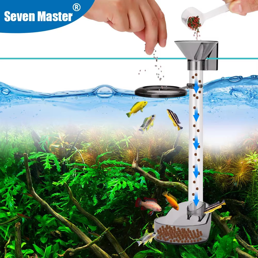 Acrylic Aquarium Feeder Tube Bowl Feed Small Fish Shrimp Food Feeding Fish Tank Feeder Circle Feeding Tube 21-38Cm Telescopic