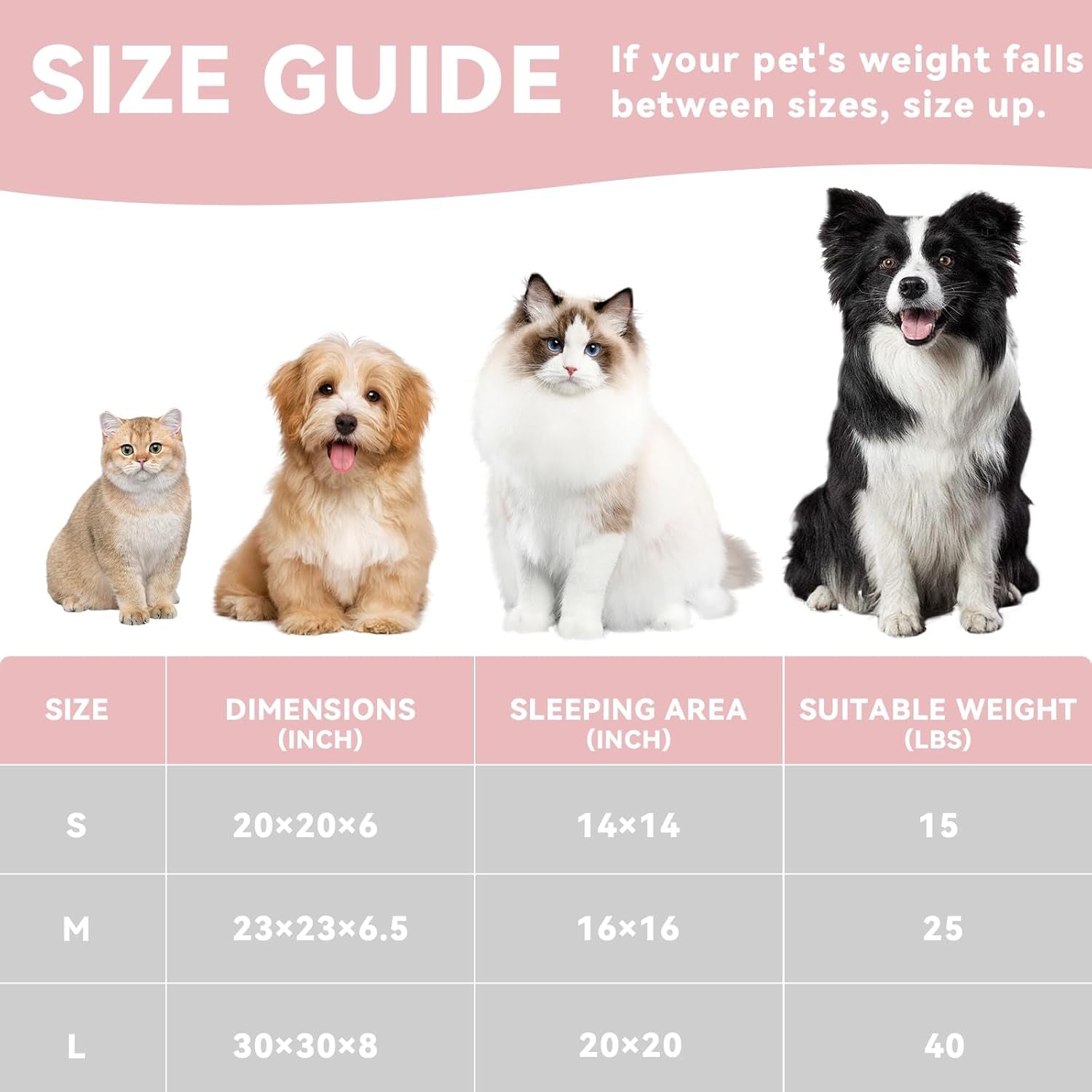 Cat Bed, 20In Dog Beds for Small Dogs, Calming Cat & Dog Beds for Indoor Pets, P