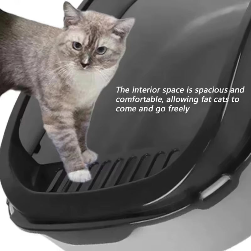 Cat Litter Box Semi-Closed Removable Splashproof Cats Toilet Non-Stick Large Capacity Pet Supplies Kitten Tray Cat Toilet Bowl